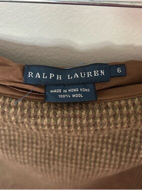 Ralph Lauren Brown Houndstooth Wool Skirt